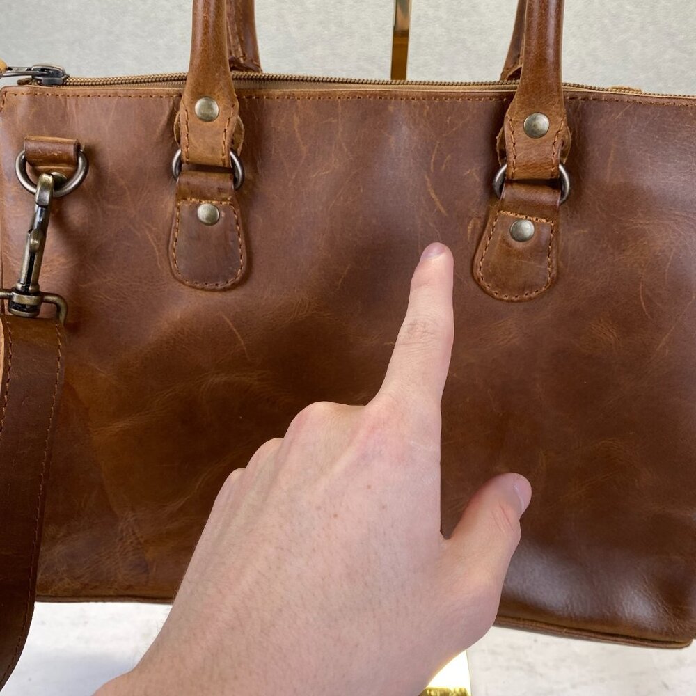 Women's Tote Genuine Excellent Brown Leather Shoulder Lady Purse Crossbody Bag - Picture 7 of 15